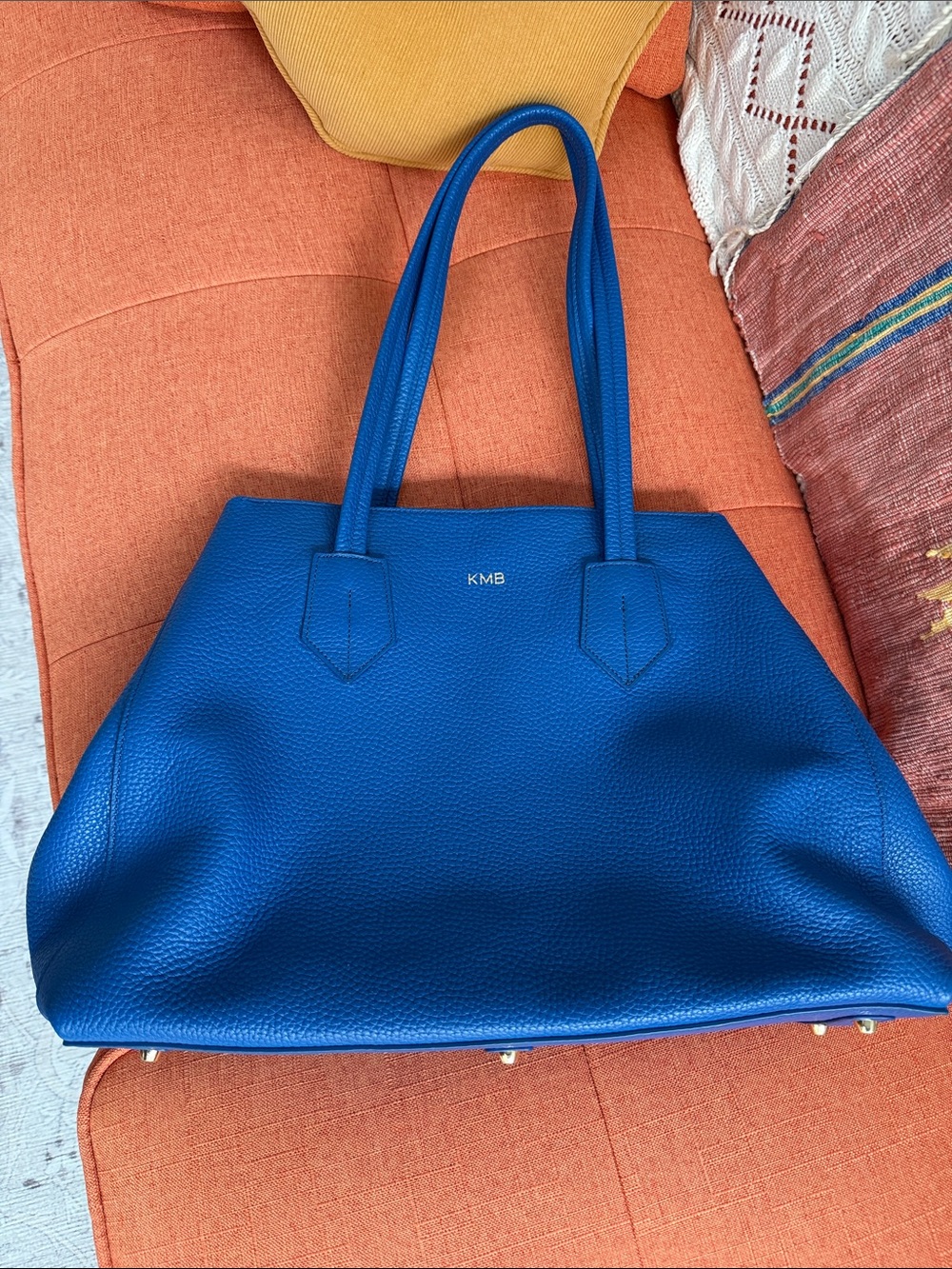 KMB Royal Blue Leather Tote — Structured Everyday Carryall